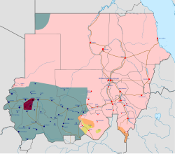 خريطة توضح مناطق النزاع في السودان