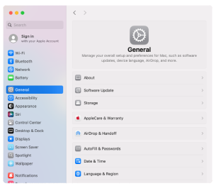 إعدادات النظام في نظام التشغيل macOS
